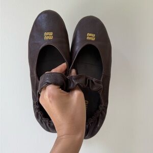 Miu Miu  Dark Brown Leather Slippers
